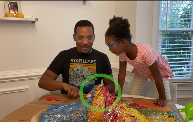 Nalah and Nadia volcano science experiment.